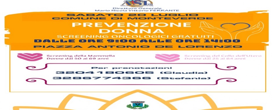 Monteverde, Chianche (Av) – Screening Oncologici per le donne dai 25 ai 69 anni